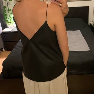 Fake leather spaghetti strap tank